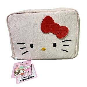 Hello Kitty Pale Pink Canvas Cosmetic Makeup Bag Travel Bag Kawaii 10x6x2 2/4